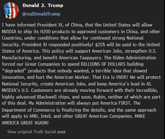 Trump Greensignal on Nvidia H200 Chips 