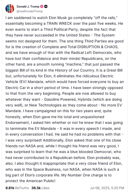 Donald trump truth social tweet