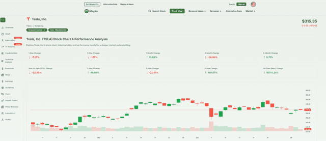 Meyka AI TSLA Stock or Share