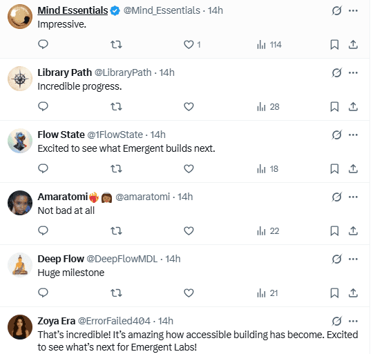 X Source: Emergent Got Strong Public Response