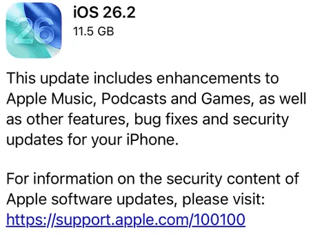 Forbes Source: Apple iOS 26.2 Update Notification