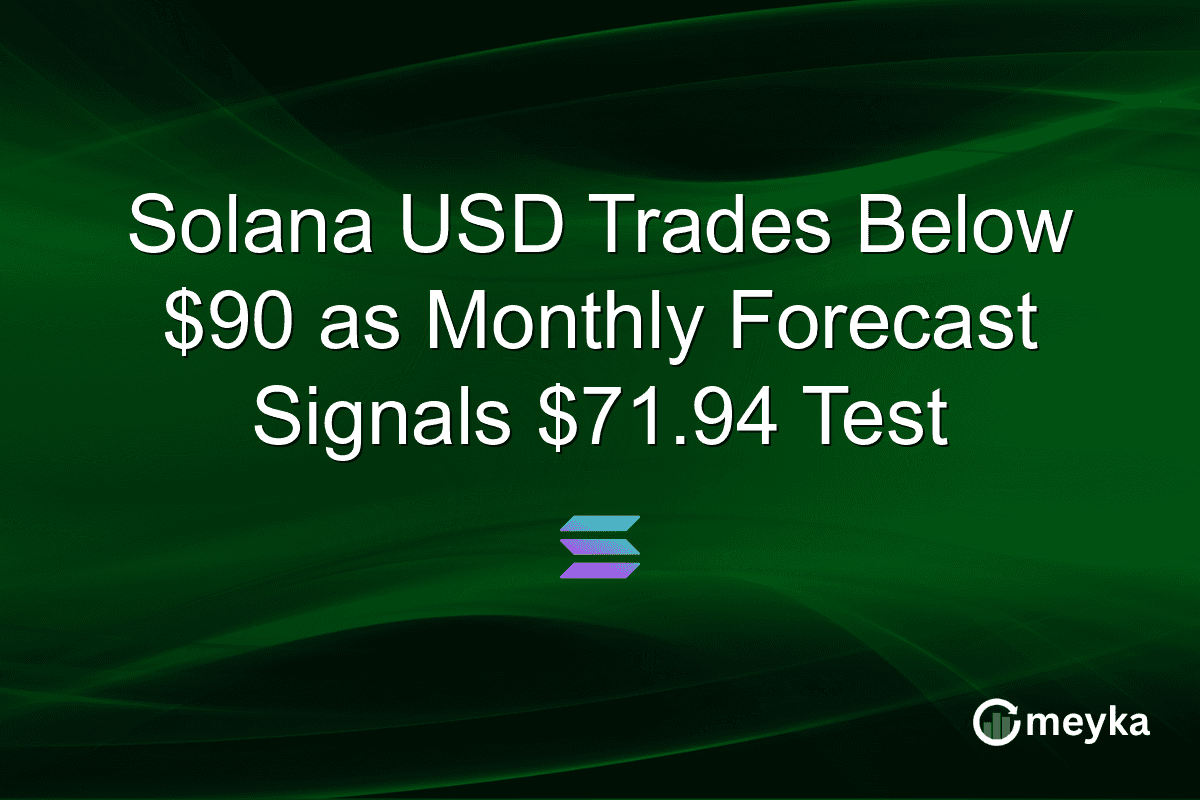 Solana USD Trades Below $90 as Monthly Forecast Signals $71.94 Test