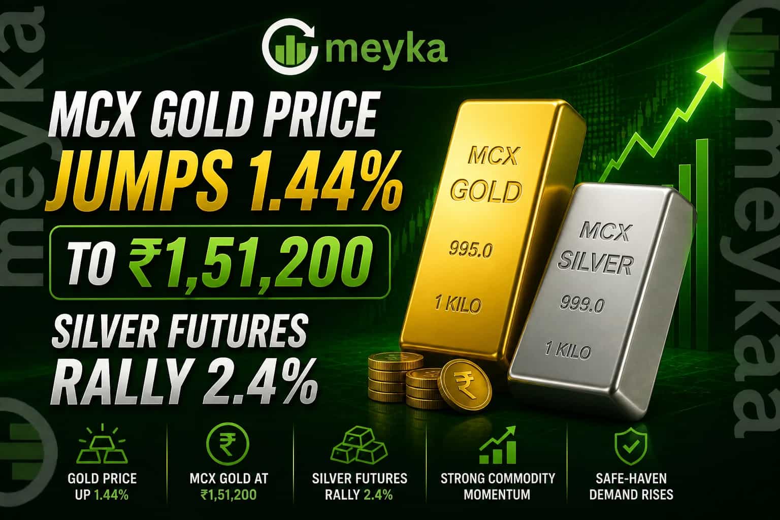 MCX Gold Price Jumps 1.44% to ₹1,51,200; Silver Futures Rally 2.4%