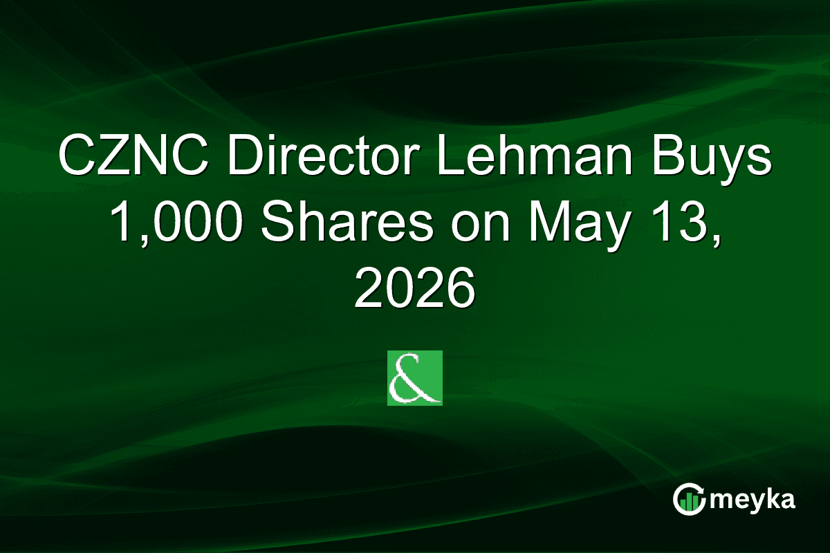 CZNC Director Lehman Buys 1,000 Shares on May 13, 2026