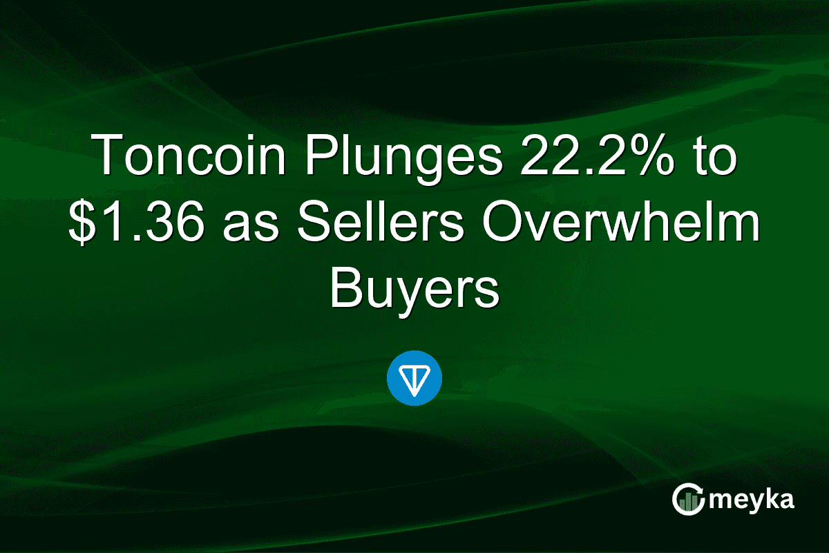 Toncoin Plunges 22.2% to $1.36 as Sellers Overwhelm Buyers